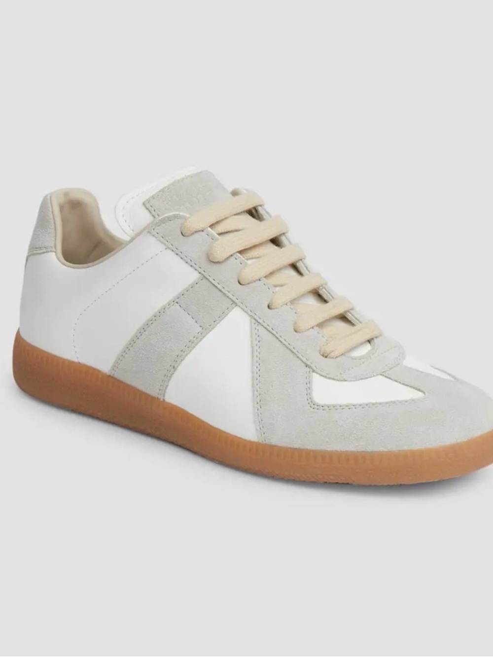 Maison Martin Margiela White, Light Gray & Gum Brown Crepe Sole Sneaker